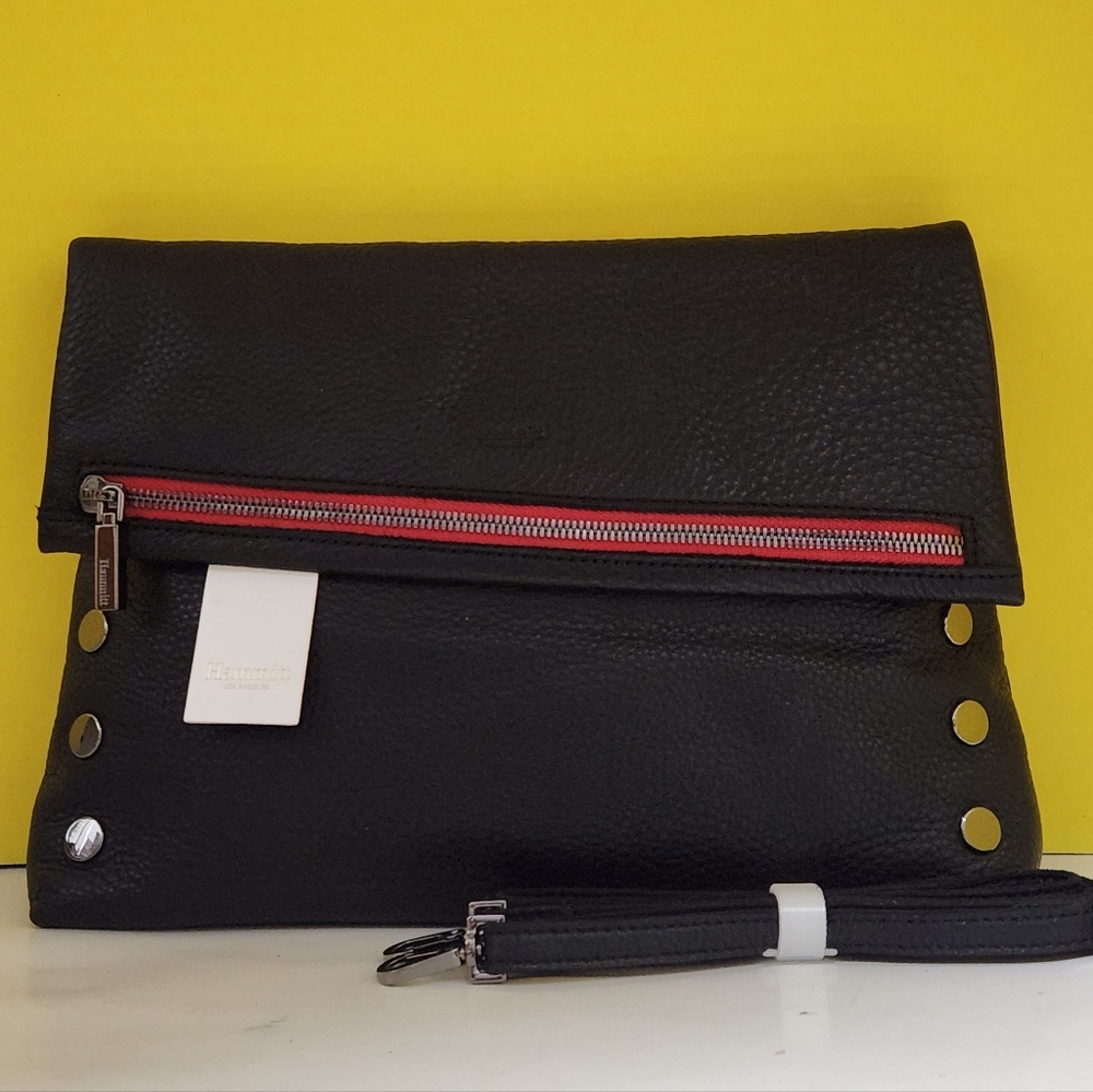 Hammitt Black Crossbody Bag with Red Zipper